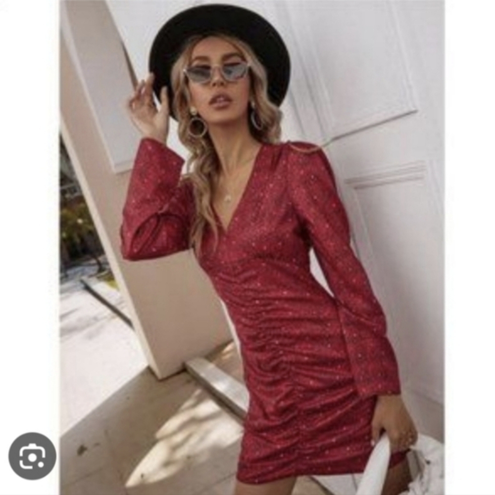 Zara Animal Print Red Ruched Dress